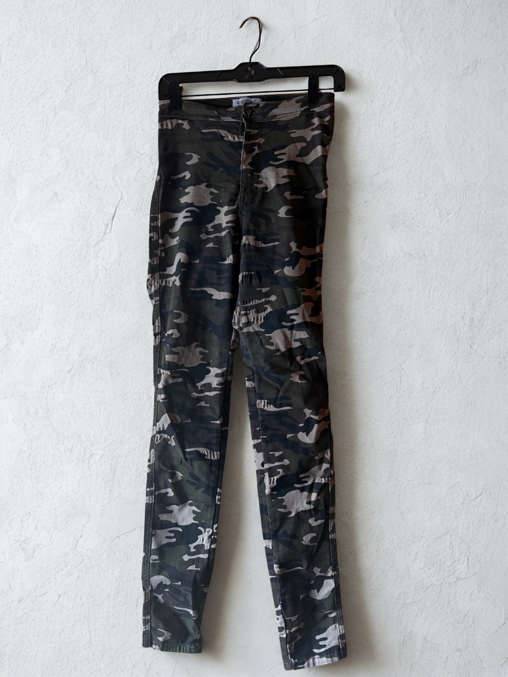 Camo Skinny Cargo Pants - Green Black Gray